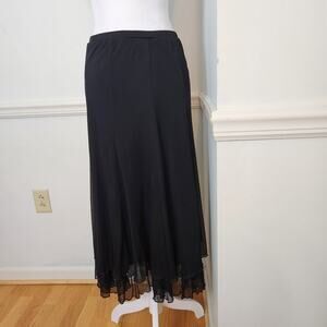 Vtg 90s Y2K Connected Apparel Skirt Sz Small Womens Midi Black Fairy Grunge Goth